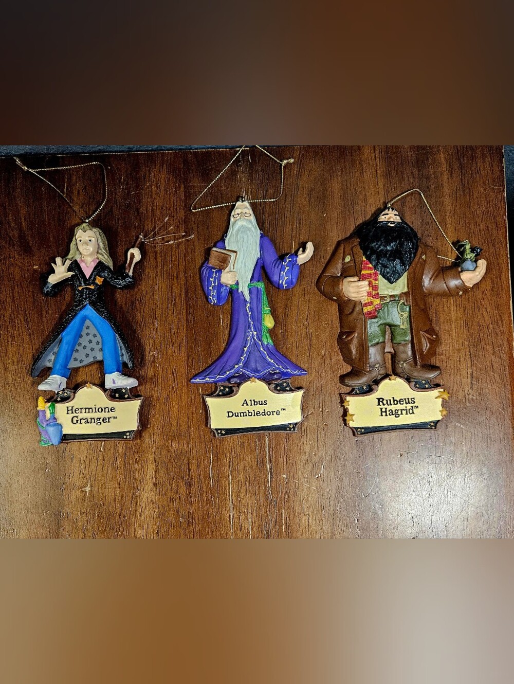 3 Vintage Harry Potter Resin Ornaments Hermione Dumbledore Hagrid 6"